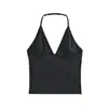 Camisola Sexy de Cuello Halter Ajustable con Escote en V para Mujer, Diseño de Verano, Corte Ajustado, Espalda Bonita, Sin Mangas, Moderna