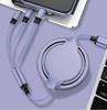 Presente três-em-um cabo de dados de carregamento rápido de telefone inteligente cabo de carregamento de silicone líquido retrátil um-para-três cabo de dados