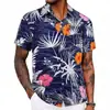 Camisa hawaiana de manga corta para hombre transfronteriza europea y americana, camisa casual de vacaciones con estampado floral, talla europea