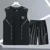 Colete sem mangas moderno masculino Colete Conjunto masculino Gola redonda Roupa esportiva Conjunto de shorts finos de verão Combinação casual