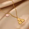 Elegante y Moderno Collar para Mujer con Forma de Corazón y Flor Incrustada de Circonita Chapado en Oro de 18 Quilates Cadena para Clavícula Regalo para el Día de la Madre Joyería