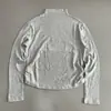 Blusa Base Feminina Outono Nova Chegada Cor Sólida Respirável Casual Modeladora Versátil com Gola Alta Mangas Longas e Renda