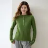 Estilo Otoño e Invierno Cachemira para Mujer Dobladillo Enrollado Cuello Semi Abierto Botones Ajustado Capa Base Cárdigan Manga Larga Múltiples Botones Suéter Tejido