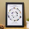 Pedrisco de Cristal Natural com Texto Chinês e Inglês, Porta-Retrato de Madeira Maciça, Pintura Decorativa DIY com Pedra Bruta de Cristal, Decoração para Entrada de Sala de Estar