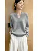 Moda Balcão Tamanho Plus Outono Inicial Novo Estilo Gentil Chique Versátil Casual Redutor de Idade Malha de Manga Longa
