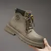 Botas Martin para Hombre Nuevas Llegadas Temporada Otoño/Invierno Más Vendidas Cuero Genuino Suela Gruesa Que Aumenta la Altura Botas Amarillas Grandes Ropa de Trabajo de Caña Alta para Hombre Botas de Cuero para Hombre