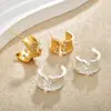Pendientes Elegantes de Textura Amplia Cepillada Estilo Francés, Pendientes Dorados de Semicírculo Tachonados con Diamantes, Pendientes de Diseño de Nicho de Lujo Ligero para Mujer