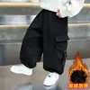 Macacão de Malha com Pelúcia para Meninos Roupas de Inverno Estilo Coreano Macacão Infantil Peça Única Veludo Solto Calça Casual para Bebês e Crianças Pequenas Comércio Exterior