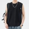 Roupas Masculinas Shanggu 2026 Verão Nova Camiseta Retrô Americana Cor Sólida Casual Solta Gola Redonda Versátil Colete para Homens