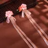 Acessório de Cabeça Hanfu Feminino Flor de Seda Longa Presilha com Fitas Acessórios de Cabelo Antigos Super Fada para Crianças Par de Presilhas com Franja para Menina