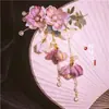 [Sakura Soprando Neve] Flores Quentes para Mascarar as Têmporas Flores de Seda Borla de Pérola Grampo de Cabelo Flores Antigas Fada Hanfu