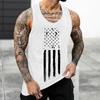 Camiseta sin mangas de moda con bandera americana para hombre, verano, impresión 3D, sin mangas