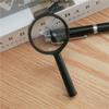 Lente de acrílico benzeno com cabo de plástico, cor preta, 40 mm, lupa portátil para crianças