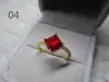 Set Pequeño Rubí Cristal Artificial Corindón Rojo KL16 Anillo Abierto Elegante Chapado en Oro para Mujer