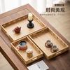 Bandeja de ángulo recto Flor de ciruelo Juego de tres piezas con asa Bandeja tallada para el hogar Bandeja rectangular para té de hotel Bandeja de frutas