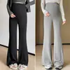 Calças de maternidade para primavera e outono, calças flare com suporte para a barriga, novo modelo 2026, calças de cintura alta e cintura baixa, leggings, calças compridas