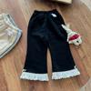 Calça Feminina Primavera e Outono 2025 Nova Estilosa Bebê Princesa Calça Flare Infantil Casual Longa Roupa de Outono