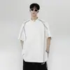 Camiseta Decorativa Bordada à Mão Estilo Retrô Americano de Manga Curta para Homens no Verão Casual Solta Versátil Gola Redonda High Street Top Tendência
