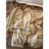 Conjunto de Pijama Floral de Manga Larga para Mujer Primavera y Otoño con Almohadillas en el Pecho Dulce Sensación de Alta Gama Algodón Nube Ropa de Casa Venta al por Mayor Transfronteriza
