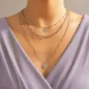 Joyería transfronteriza europea y americana, elegante y a la moda, accesorios de cadena gruesa con personalidad, collar de lentejuelas redondas con cadena de suéter multicapa para mujer