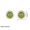 Brincos Redondos Retro Vintage de Cristal Brilhante Diamante Pérola Temperamento Exagerado Brincos de Aço Titânio
