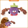 Juguete para Perro, Juguete de Peluche de Mangostán para Perro con Nudo de Cuerda Resistente a Mordidas, con Sonido Chirriante y Papel Arrugable, Felpa Corta Suave, para la Limpieza Dental