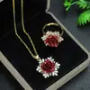 Moda Nuevo Colgante de Manzana de Cinabrio Regalo de Cumpleaños Alto Contenido de Cinabrio Manzana Cadena para Clavícula Juego de Pendientes