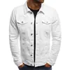 Popular Chaqueta de Mezclilla Europea y Americana Cardigan Casual de Color Sólido Botones Ropa de Trabajo para Hombre Pieza Única Dropshipping Simple Casual