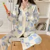 Pijama Nuevo Estilo Otoño e Invierno 2024 para Mujer Manga Larga Estilo Delgado Estilo Celebridad de Internet INS Venta Caliente Conjunto de Cárdigan Casual para el Hogar