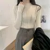 Camiseta Fina Semitransparente Capa Base 2026 Primavera, Otoño e Invierno Estilo Coreano Cuello Medio Alto Manga Larga Top, Ropa Interior Elegante y Ceñida