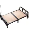 Cama plegable de acero y madera, cama individual para uso doméstico, cama para siestas de adultos, cama simple, cama doble, habitación de alquiler para dormitorio, cama de hierro forjado