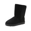 Botas de Nieve Nuevas de Suela Gruesa para Otoño e Invierno con Forro de Felpa, Zapatos Slip-On Gruesos Calientes de Algodón, Color Sólido, Diseño Simple, Botas de Caña Media en Tallas Grandes en Stock