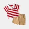 Conjunto de Verão Novo Estilo Dudu para Bebê Manga Curta Roupa Infantil Meia Manga Shorts Camiseta de Manga Curta Calças Largas Meninos