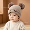 Gorro para Bebé Otoño e Invierno Cálido Gorro de Lana para Bebés Niños y Niñas Lindo Oso Gorro de Punto