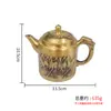 Fábrica de Origen Latón Diseño de Cinco Vacas Adorno de Tetera con Tapa Superior Giratoria, Olla de Cobre para Mesa de Té China, Decoración del Hogar al por Mayor