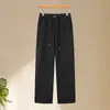 Nuevos estilos de otoño e invierno para mujeres de mediana edad y mayores: Pantalones forrados de polar con cintura elástica, pantalones cigarette estilo mom, estampado de espiga, pantalones casuales cropped