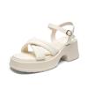 ZHR Plataforma Sandalias Estilo Hada 2024 Verano Nuevo Estilo Pequeño Aumento de Altura Zapatos de Mujer con Falda