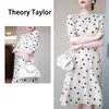 Vestido Estilo Francés para Mujer Verano Nuevo Cintura Ceñida Adelgazante Elegante Retro Chic Manga Abullonada Gasa Lunares Falda