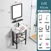 Lavabo de pie para balcón sin taladro, Lavabo cerámico de baño integrado con soporte de acero inoxidable engrosado