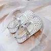 Sandalias de Verano para Niña Estilo Princesa con Pedrería, Completamente Adornadas con Diamantes, Zapatos de Princesa Calados para Niños Mayores, Zapatos de Salón Bajos