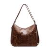 Bolsa de axila texturizada vintage feminina outono e inverno 2024 nova bolsa tote simples e versátil bolsa de ombro de grande capacidade