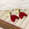 Aretes de Moño de Terciopelo Rojo Anchora Otoño e Invierno Aretes Versátiles de Gama Alta Moda Aretes Retro Venta al por Mayor