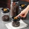Pote de Vidro Selado a Vácuo Manual, Pote Hermético à Prova de Umidade para Grãos de Café e Chá, Pote Transparente para Armazenamento de Grãos