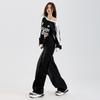 Jeans de Pierna Ancha con Diseño de Costuras Estilo Joven Naranja# Moda Fresca Chica Picante Overol Lavado Antiguo Holgado Adelgazante para Mujer