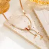 Novo colar de borla de borboleta de aço de titânio para todo o corpo feminino verão luz luxo all-match colar de corrente de lâmina de alta qualidade