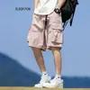 Shorts de Trabajo de Color Bloqueado para Hombre Verano 2026, Shorts Deportivos para Exteriores, Marca de Moda, Corte Holgado, Multibolsillos, Largo hasta la Rodilla, Shorts de Playa