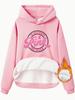 Suéter con capucha y forro polar para mujer, estilo independiente de eBay, para otoño e invierno, disponible en stock, color rosa, informal, combinable, de manga larga para mujer.