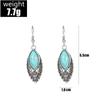 Cross-border Hot New Style Brincos Vintage Bohemian Turquesa Oval Esculpido Brincos Ocos Brincos para Mulheres