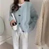 Suéter Abrigo Cardigan Cálido de Punto Retorcido Coreano Otoño/Invierno 2022 con Botones de Cuerno, Top de Algodón Holgado y Versátil