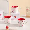 Caneca de Cerâmica de Alta Qualidade, Fresca e Estilosa, com Laço em Formato de Coração, Adequada para Café, Café da Manhã, Escritório, Uso Doméstico e como Presente